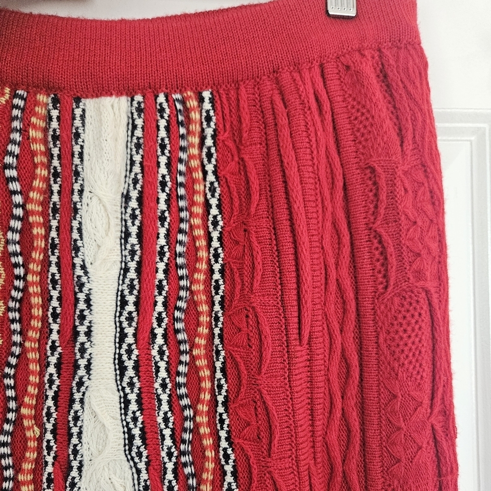 COOGI Australia Vintage Fair Isle Knit Sweater Skirt Feather Trim SZ M / L - Picture 3 of 5